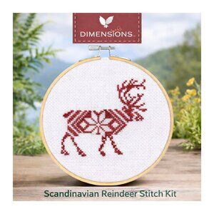 Dimensions Cross Stitch Kit Nordic Reindeer 6” Round Embroidery DIY Needlework